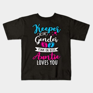 Keeper Of The Gender Auntie Loves You Aunt Baby Announcement Kids T-Shirt